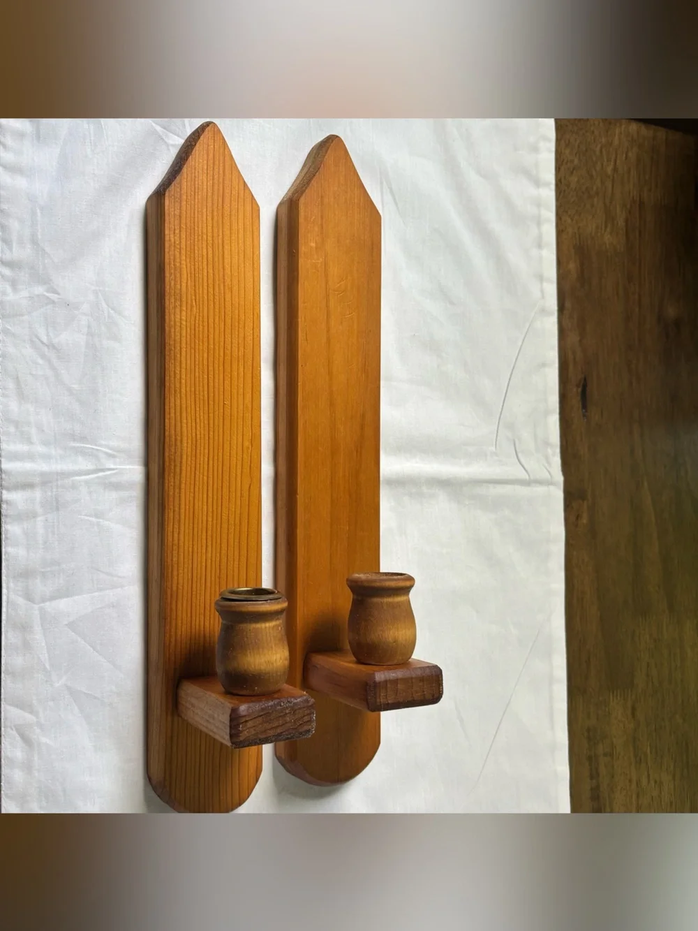 Wooden Wall Candle Holders - Wall Sconces Natural Brown Handmade